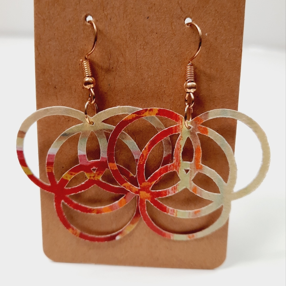 Hand Crafted Two-sided Multicolor papercraft earrings